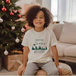 Santa believe Christmas traditional green T-Shirt
