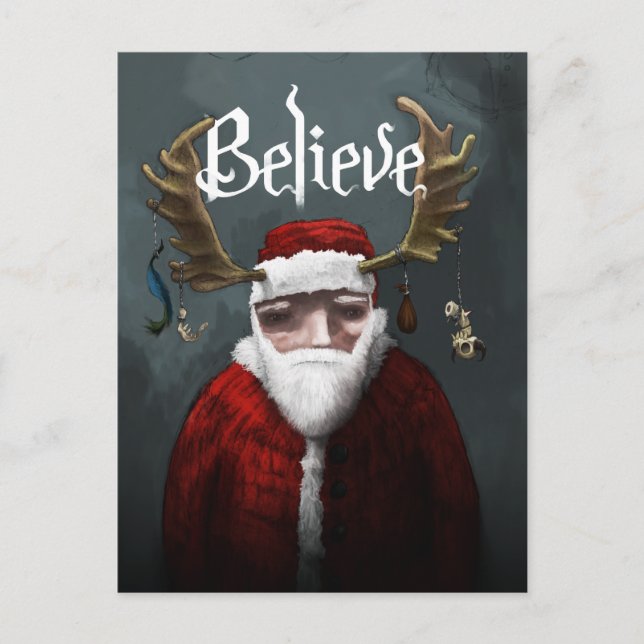 Santa "Believe" Holiday Postcard (Front)