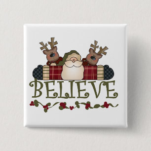 Santa Believe T-shirts and Gifts 15 Cm Square Badge