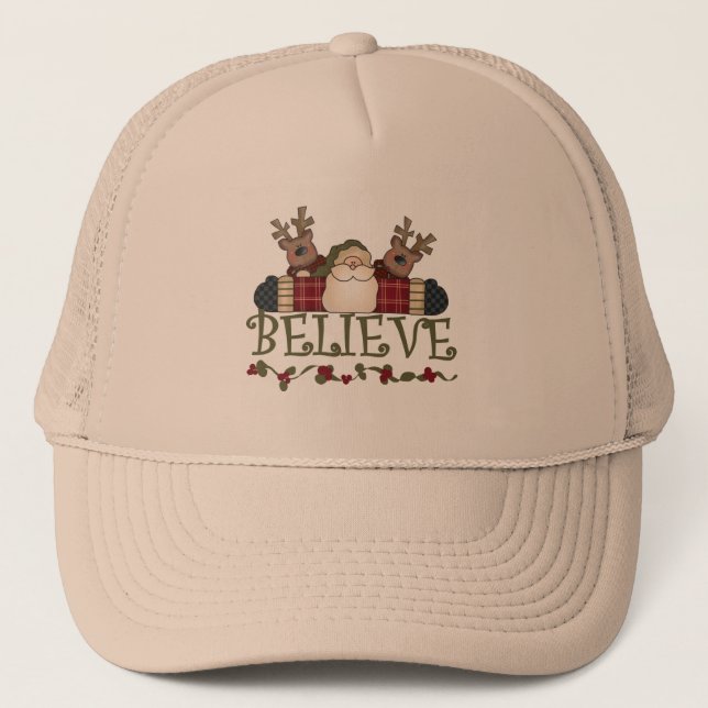 Santa Believe T-shirts and Gifts Trucker Hat (Front)