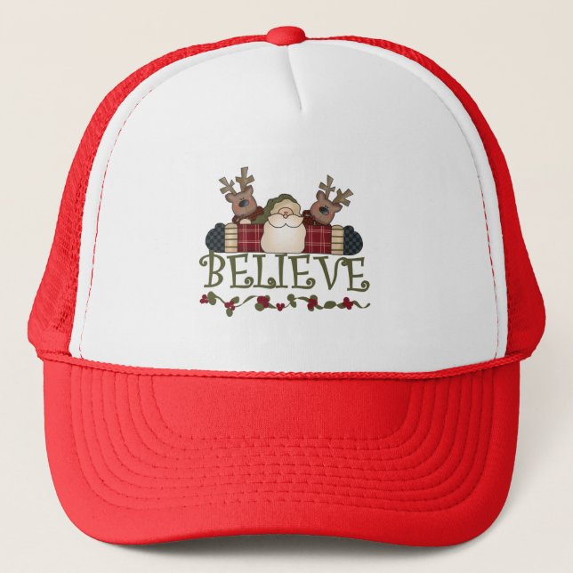 Santa Believe T-shirts and Gifts Trucker Hat (Front)