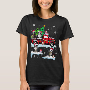 Santa Bernedoodle On Red Plaid Pick Up Truck Chris T-Shirt