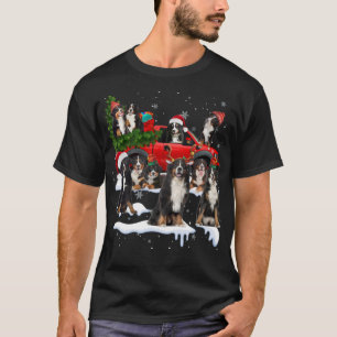 Santa Bernese Mountain Dog Red Truck Christmas Tre T-Shirt