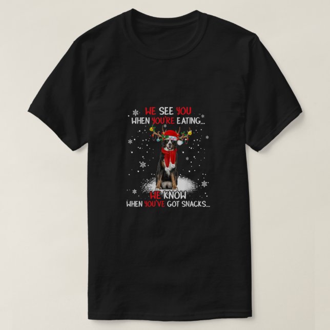 Santa Bernese Mountain Dog Reindeer Light Christma T-Shirt (Design Front)
