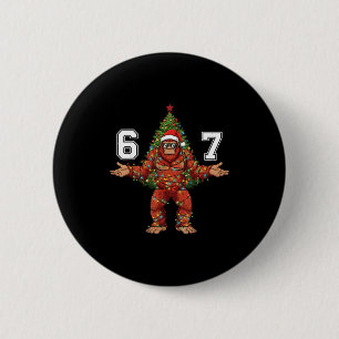 Santa Bigfoot 67 Christmas Tree Xmas Lights Funny 6 Cm Round Badge
