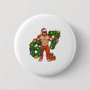 Santa Bigfoot 67 Christmas Tree Xmas Lights Funny 6 Cm Round Badge