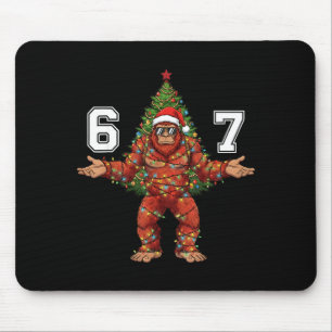 Santa Bigfoot 67 Christmas Tree Xmas Lights Funny  Mouse Pad