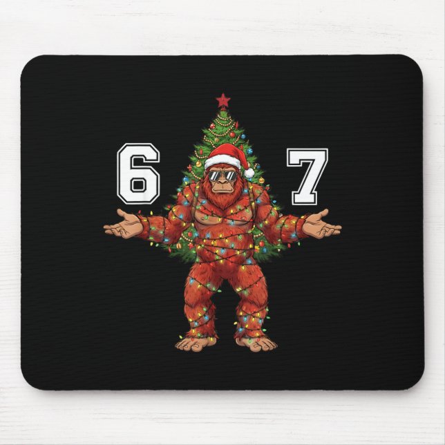 Santa Bigfoot 67 Christmas Tree Xmas Lights Funny  Mouse Pad (Front)