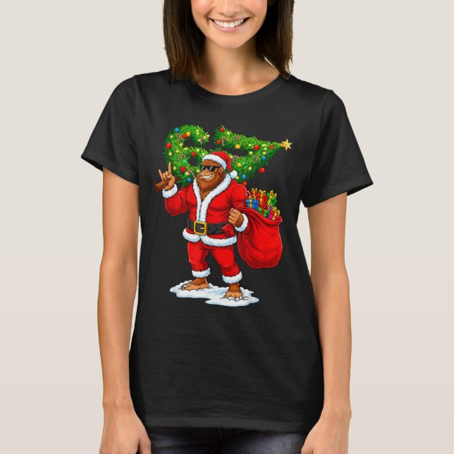 Santa Bigfoot 67 Meme Funny Six Seven Christmas Ho T-Shirt (Front)