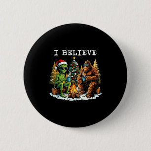 Santa Bigfoot And Alien Ufo Paranormal Cryptid Chr 6 Cm Round Badge