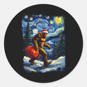 Santa Bigfoot Christmas Funny Sasquatch Believe Va Classic Round Sticker