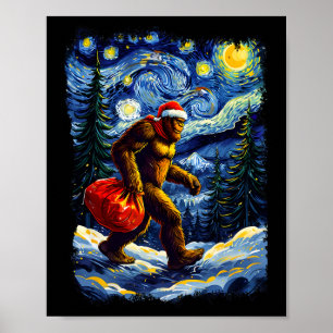 Santa Bigfoot Christmas Funny Sasquatch Believe Va Poster