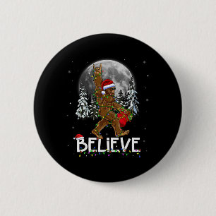Santa Bigfoot Christmas Lights Funny Sasquatch Bel 6 Cm Round Badge