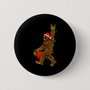 Santa Bigfoot Christmas Lights Funny Sasquatch Bel 6 Cm Round Badge