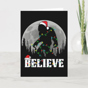 Santa Bigfoot Christmas Lights Funny Sasquatch Bel Card