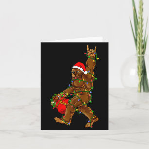 Santa Bigfoot Christmas Lights Funny Sasquatch Bel Card