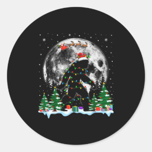 Santa Bigfoot Christmas Lights Funny Sasquatch Bel Classic Round Sticker