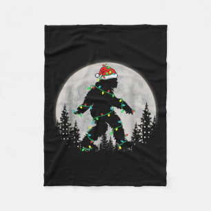 Santa Bigfoot Christmas Lights Funny Sasquatch Bel Fleece Blanket