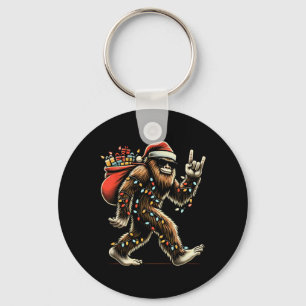 Santa Bigfoot Christmas Lights Funny Sasquatch Bel Key Ring