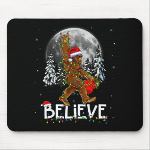 Santa Bigfoot Christmas Lights Funny Sasquatch Bel Mouse Pad