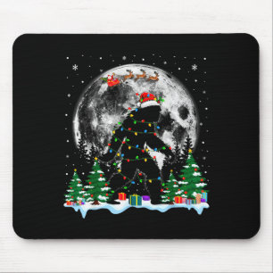 Santa Bigfoot Christmas Lights Funny Sasquatch Bel Mouse Pad