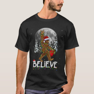 Santa Bigfoot Christmas Lights Funny Sasquatch Bel T-Shirt