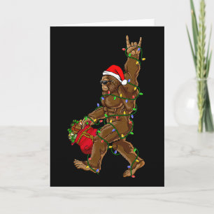 Santa Bigfoot Christmas Lights Rock Fun Sasquatch Card