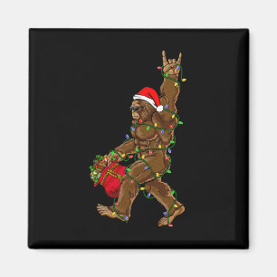 Santa Bigfoot Christmas Lights Rock Fun Sasquatch Magnet