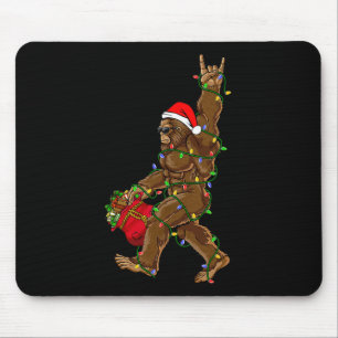 Santa Bigfoot Christmas Lights Rock Fun Sasquatch  Mouse Pad