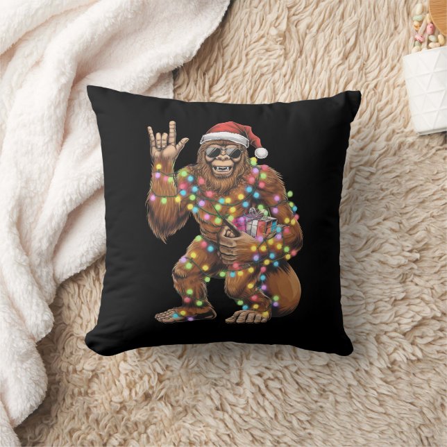Santa Bigfoot Christmas Lights Rock Funny  Cushion (Blanket)