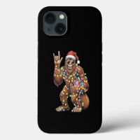 Santa Bigfoot Christmas Lights Rock Funny 