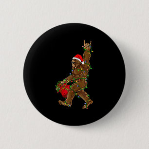 Santa Bigfoot Christmas Lights Rock Funny Sasquatc 6 Cm Round Badge