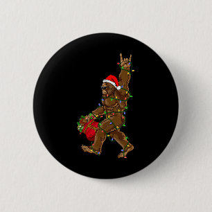 Santa Bigfoot Christmas Lights Rock Funny Sasquatc 6 Cm Round Badge