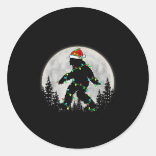 Santa Bigfoot Christmas Lights Rock Funny Sasquatc Classic Round Sticker