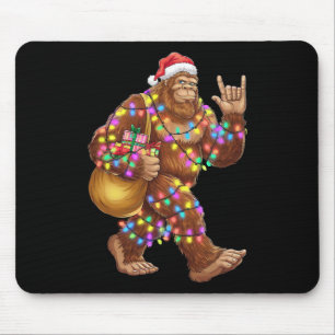 Santa Bigfoot Christmas Lights Rock Funny Sasquatc Mouse Pad