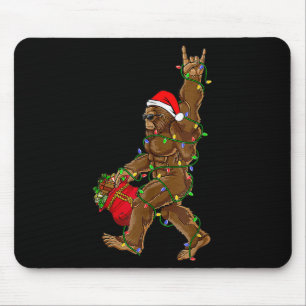 Santa Bigfoot Christmas Lights Rock Funny Sasquatc Mouse Pad