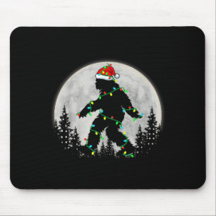 Santa Bigfoot Christmas Lights Rock Funny Sasquatc Mouse Pad