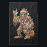 Santa Bigfoot Christmas Lights Rock Funny  Tea Towel<br><div class="desc">Santa Bigfoot Christmas Lights Rock Funny Sasquatch Believe</div>