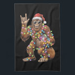 Santa Bigfoot Christmas Lights Rock Funny  Tea Towel<br><div class="desc">Santa Bigfoot Christmas Lights Rock Funny Sasquatch Believe</div>