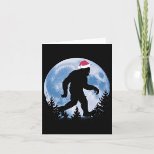 Santa Bigfoot Christmas Moon Funny Sasquatch Belie Card