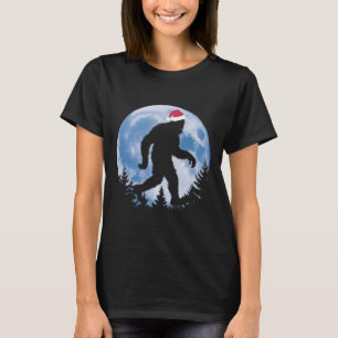 Santa Bigfoot Christmas Moon Funny Sasquatch Belie T-Shirt