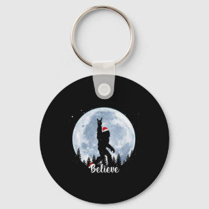 Santa Bigfoot Christmas Rock Roll Sasquatch Believ Key Ring