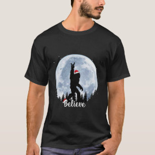 Santa Bigfoot Christmas Rock Roll Sasquatch Believ T-Shirt