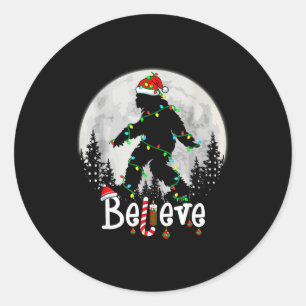Santa Bigfoot Christmas Sasquatch Believe Xmas Men Classic Round Sticker