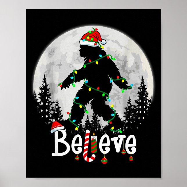 Santa Bigfoot Christmas Sasquatch Believe Xmas Men Poster (Front)