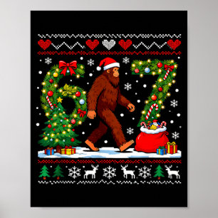 Santa Bigfoot Christmas Tree Funny Sasquatch 67  Poster