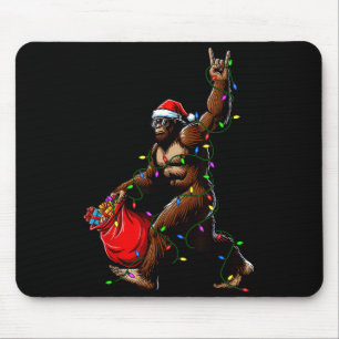 Santa Bigfoot Christmas Tree Lights Rock Funny Sas Mouse Pad