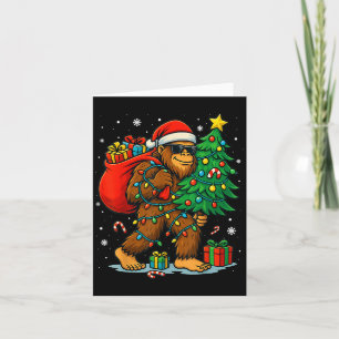 Santa Bigfoot Christmas Tree Lights Xmas Boys Men  Card