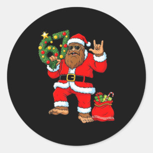 Santa Bigfoot Christmas Tree Sasquatch 67 Six Seve Classic Round Sticker