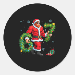 Santa Bigfoot Christmas Tree Sasquatch 67 Six Seve Classic Round Sticker